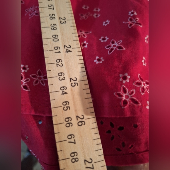 Women's Red Floral Button Down Shirt - Picture 7 of 7